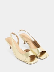 Long Tall Sally Gold Asymmetric Slingback Kitten Heels - Image 3 of 5