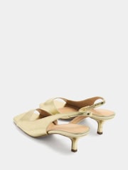 Long Tall Sally Gold Asymmetric Slingback Kitten Heels - Image 4 of 5