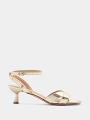 Yours Curve Gold V-Cut Square Toe Knitted Heels In Extra-Wide Fit - Image 2 of 5
