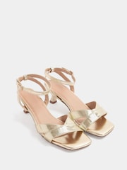 Yours Curve Gold V-Cut Square Toe Knitted Heels In Extra-Wide Fit - Image 3 of 5