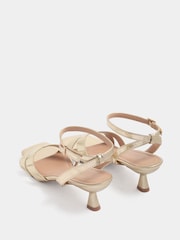 Yours Curve Gold V-Cut Square Toe Knitted Heels In Extra-Wide Fit - Image 4 of 5