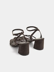 Yours Curve Brown Extra Wide Fit Strappy Glitter Block Heels - Image 4 of 4