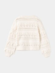 Mango Cream Textured Fringe Openwork Knit Sweater - Image 2 of 5