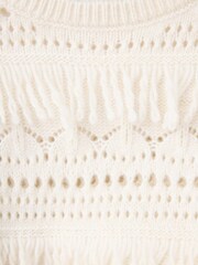 Mango Cream Textured Fringe Openwork Knit Sweater - Image 5 of 5