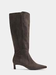 Long Tall Sally Brown Kitten Heel Knee High Boots In Standard Fit - Image 3 of 5