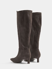 Long Tall Sally Brown Kitten Heel Knee High Boots In Standard Fit - Image 4 of 5