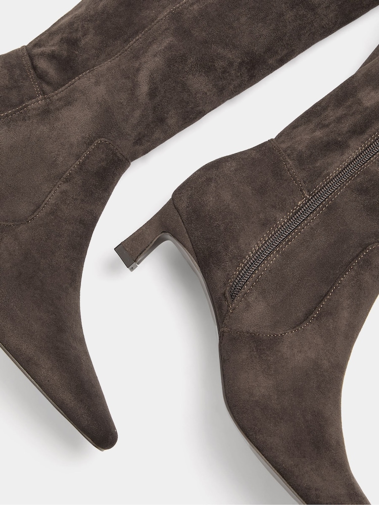 Long Tall Sally Brown Kitten Heel Knee High Boots In Standard Fit - Image 5 of 5 Long Tall Sally Brown Kitten Heel Knee High Boots In Standard Fit - Image 5 of 5