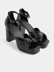Yours Curve Black Extra Wide Fit Knot Detail Platform Sandals - Image 2 of 5