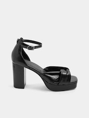 Yours Curve Black Extra Wide Fit Knot Detail Platform Sandals - Image 3 of 5