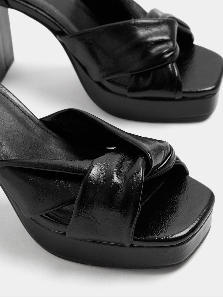 Yours Curve Black Extra Wide Fit Knot Detail Platform Sandals - Image 5 of 5 Yours Curve Black Extra Wide Fit Knot Detail Platform Sandals - Image 5 of 5