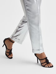 Reiss Black Hazel Velour Strappy Open-Toe Heels - Image 2 of 5