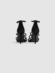 Reiss Black Hazel Velour Strappy Open-Toe Heels - Image 4 of 5