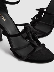 Reiss Black Hazel Velour Strappy Open-Toe Heels - Image 5 of 5