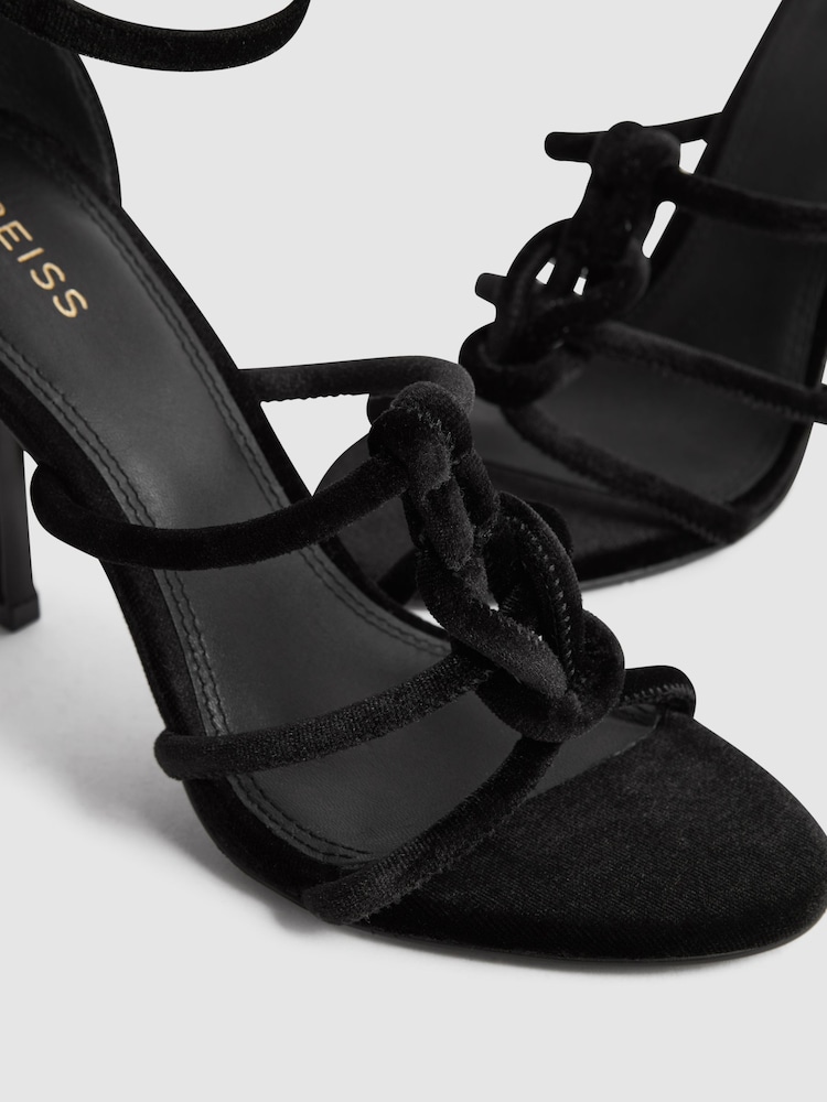 Reiss Black Hazel Velour Strappy Open-Toe Heels - Image 5 of 5