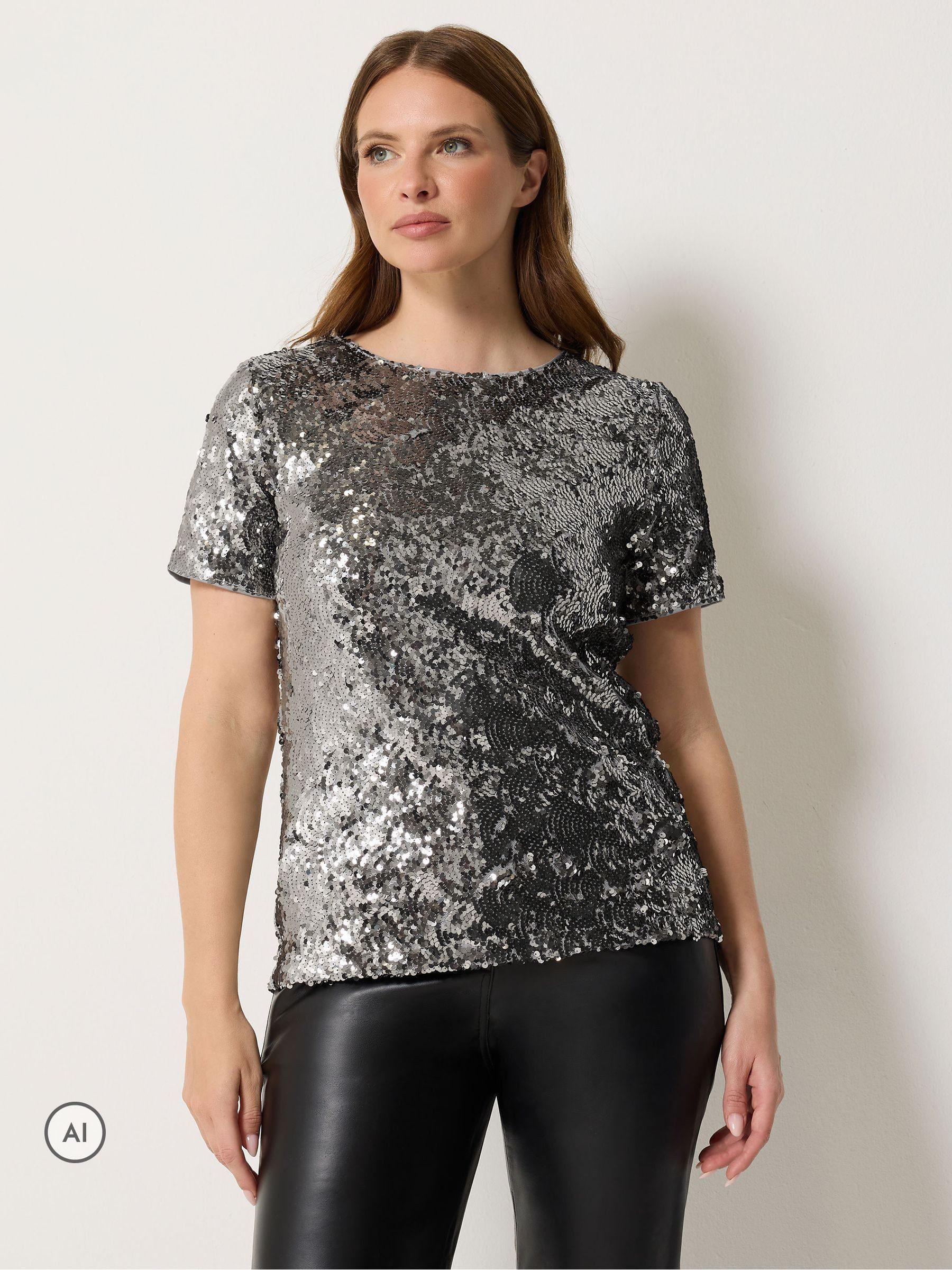 M&Co Silver Mco Layered Sequin Top - Image 2