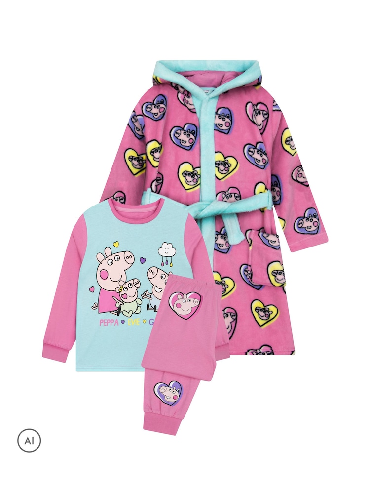 Character Peppa Pig George, Evie And Peppa Pyjamas & Dressing Gown Set - Bilde 1 av 12