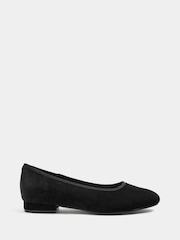 Long Tall Sally Black Velvet Low Block Heel Ballerina Pumps In Standard Fit - Image 2 of 4