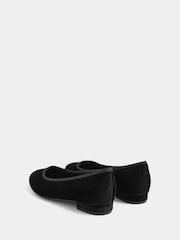 Long Tall Sally Black Velvet Low Block Heel Ballerina Pumps In Standard Fit - Image 3 of 4
