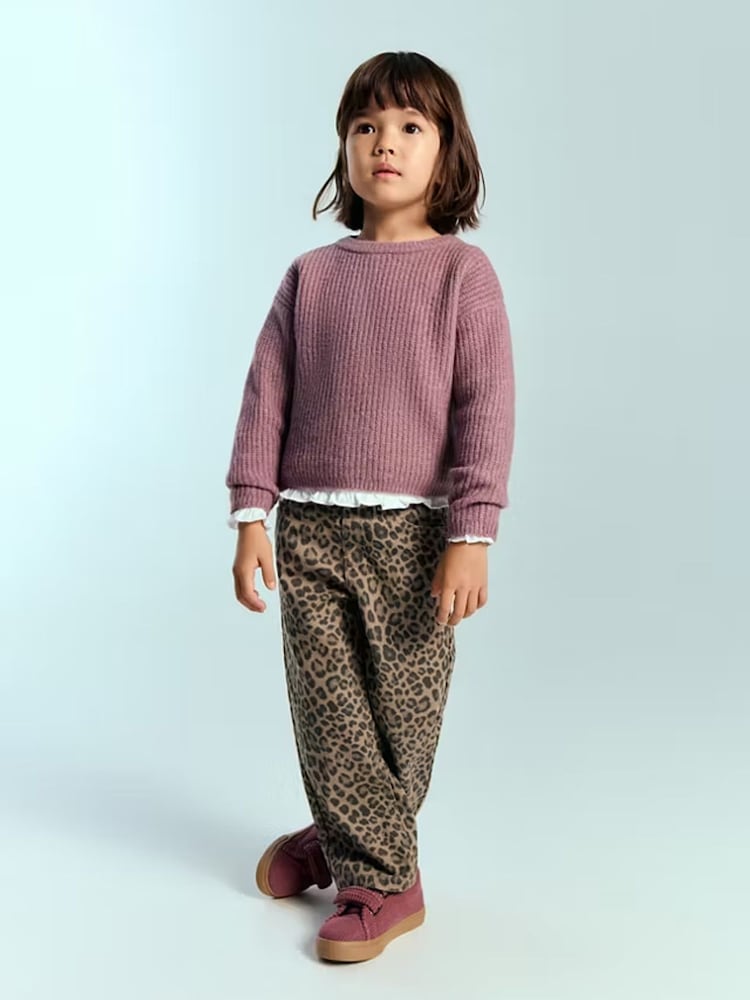 Mango Brown Leopard Print Wide-Leg Trousers - Image 1 of 5