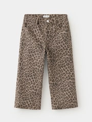 Mango Brown Leopard Print Wide-Leg Trousers - Image 2 of 5
