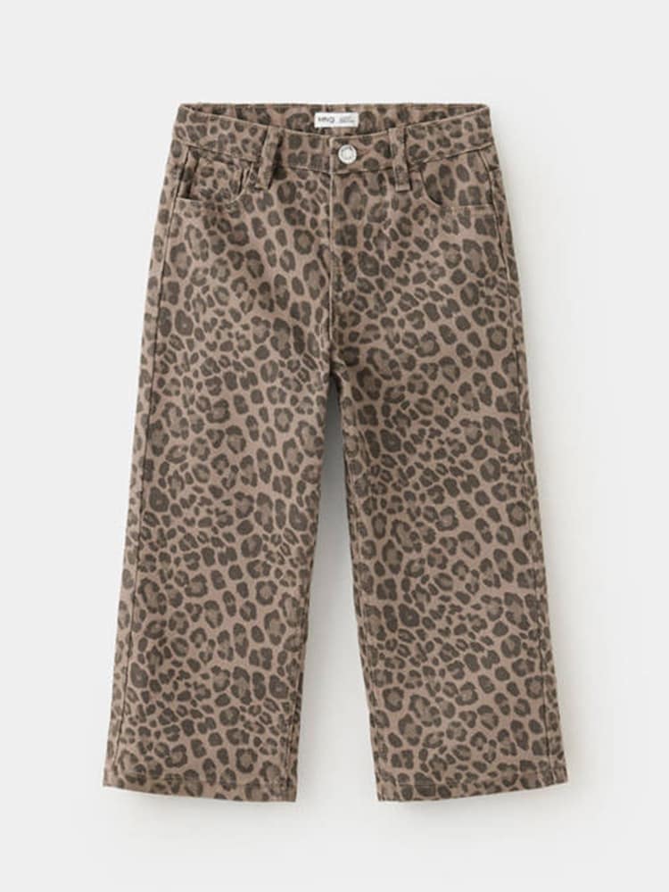 Mango Brown Leopard Print Wide-Leg Trousers - Image 2 of 5
