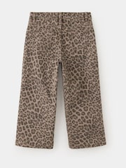 Mango Brown Leopard Print Wide-Leg Trousers - Image 3 of 5