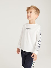 Blanc - Baker by Ted Baker Manches longues Logo 100% Cotton T-shirt - Image 2 of 5