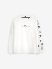 Blanc - Baker by Ted Baker Manches longues Logo 100% Cotton T-shirt - Image 3 of 5