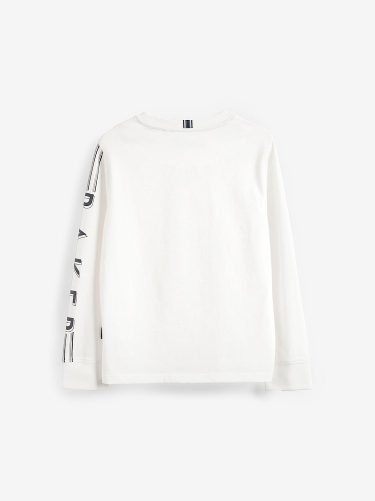 Blanc - Baker by Ted Baker Manches longues Logo 100% Cotton T-shirt - Image 4 of 5