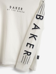 Blanc - Baker by Ted Baker Manches longues Logo 100% Cotton T-shirt - Image 5 of 5