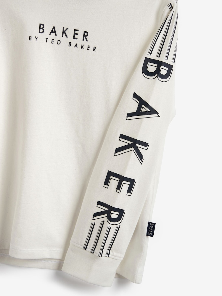 Blanc - Baker by Ted Baker Manches longues Logo 100% Cotton T-shirt - Image 5 of 5