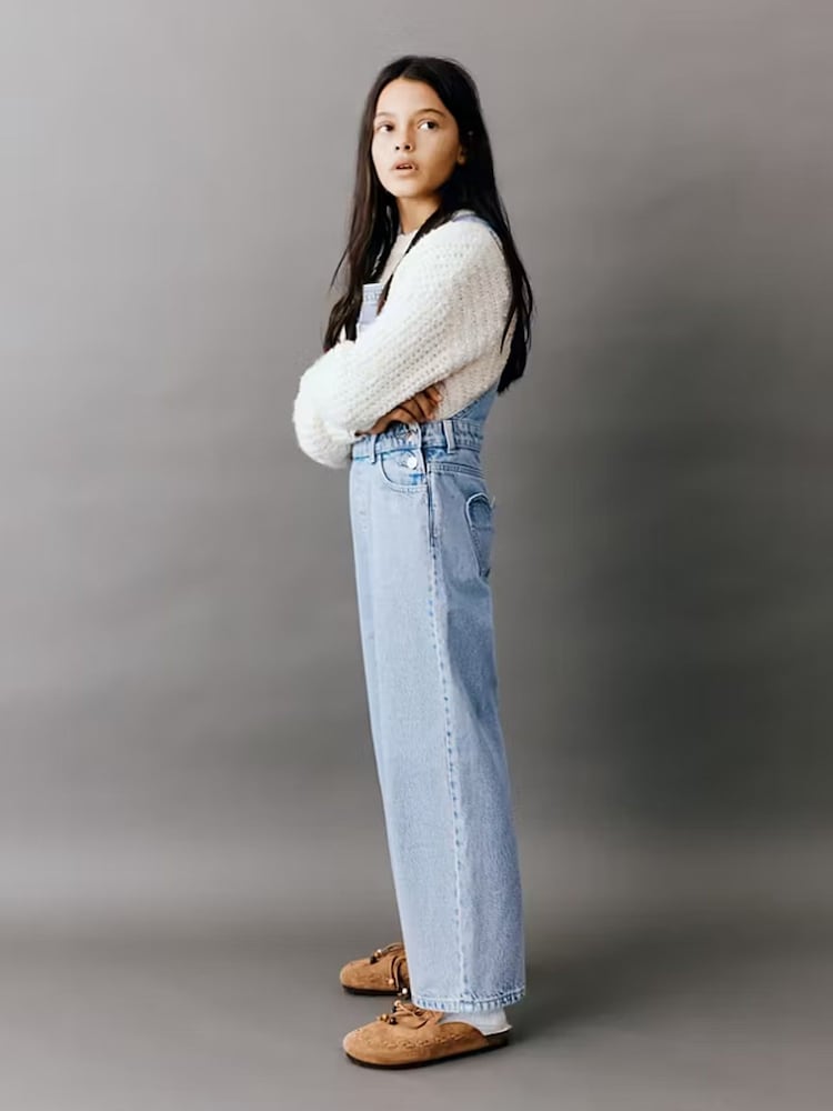 Mango Blue Light Wash Denim Dungarees - Image 2 of 8