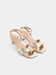 Yours Curve Gold Wide Fit V-Cut Square Toe Knitted Heels - Image 2 of 5