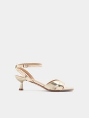 Yours Curve Gold Wide Fit V-Cut Square Toe Knitted Heels - Image 3 of 5
