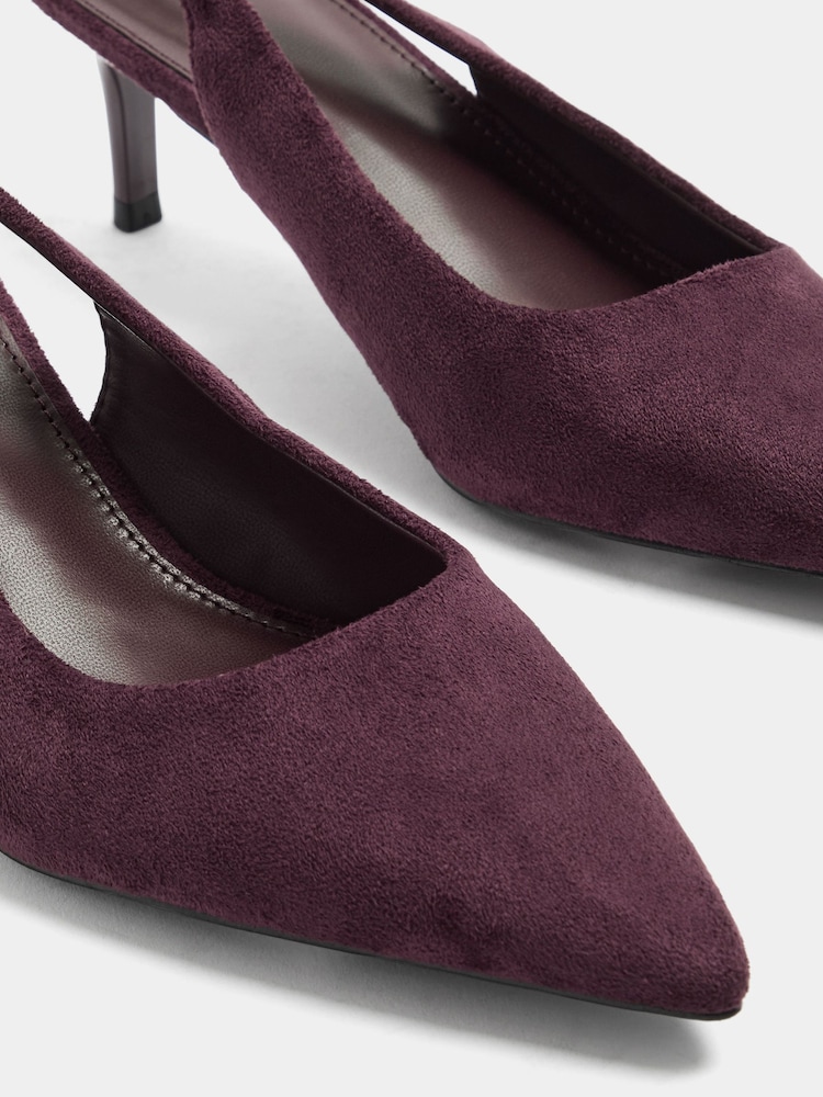 Long Tall Sally Purple Slingback Kitten Heels In Standard Fit - Image 5 of 5