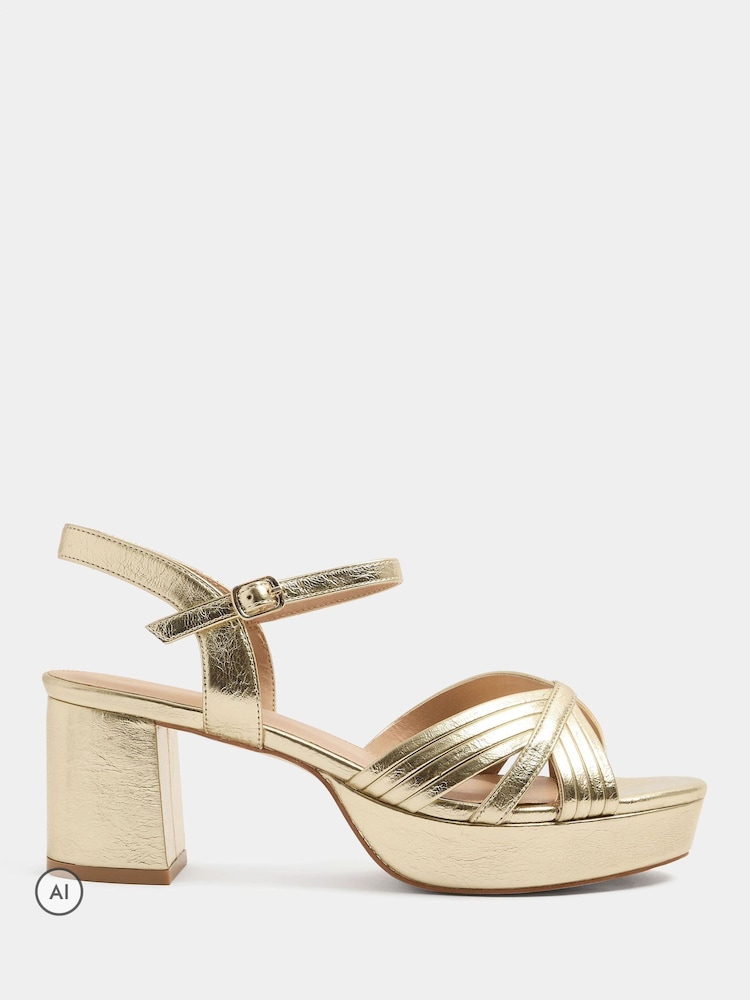 Yours Curve V-Cut Platform Sandals In Wide E Fit - Image 2 of 5