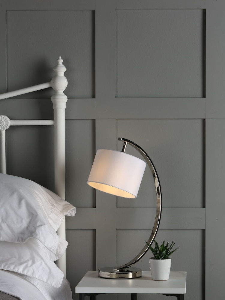 Laura Ashley Chrome Noah Table Lamp White Shade - Image 1 of 4