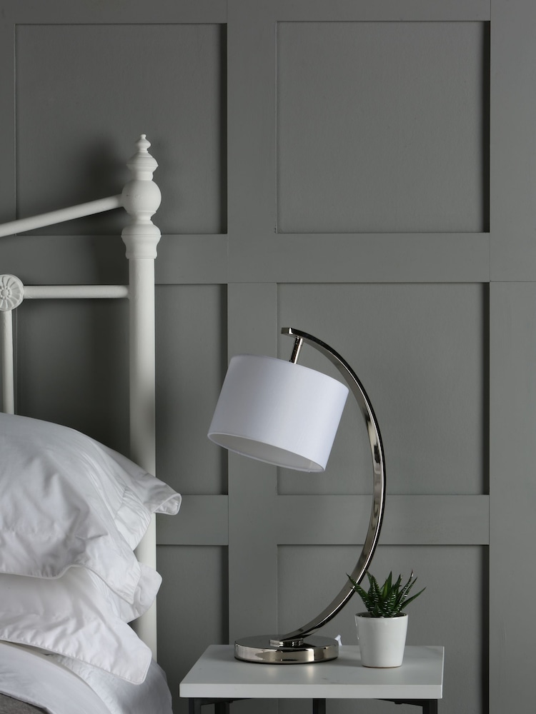 Laura Ashley Chrome Noah Table Lamp White Shade - Image 2 of 4
