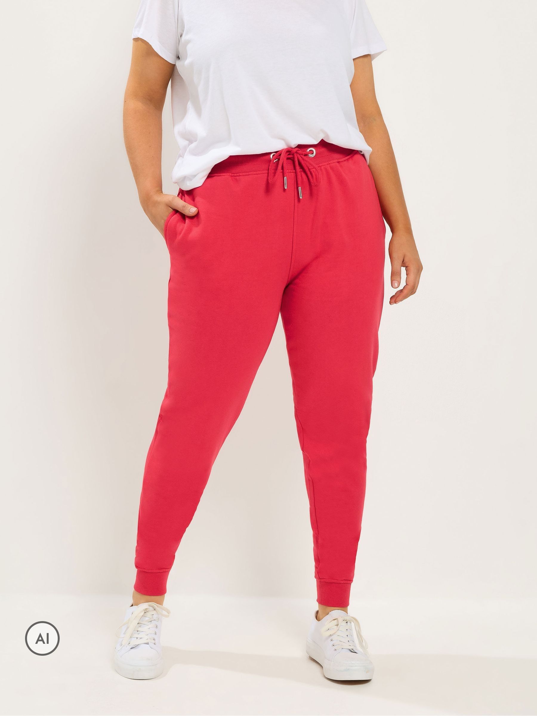 Yours Women's Red Drawstring Cuffed Joggers In Size 30-32 - Image 2