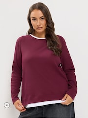 Yours Curve Red 2-In-1 Ribbed Top - Image 1 of 6