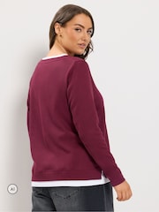 Yours Curve Red 2-In-1 Ribbed Top - Image 3 of 6