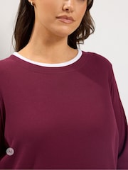 Yours Curve Red 2-In-1 Ribbed Top - Image 4 of 6
