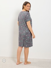 Yours Curve Grey Button Placket Nightdress - Image 3 of 6
