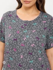Yours Curve Grey Button Placket Nightdress - Image 4 of 6