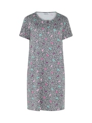 Yours Curve Grey Button Placket Nightdress - Image 5 of 6