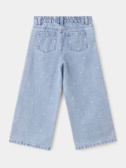 Mango Blue Heart Embroidered Wide-Leg Jeans - Image 3 of 5
