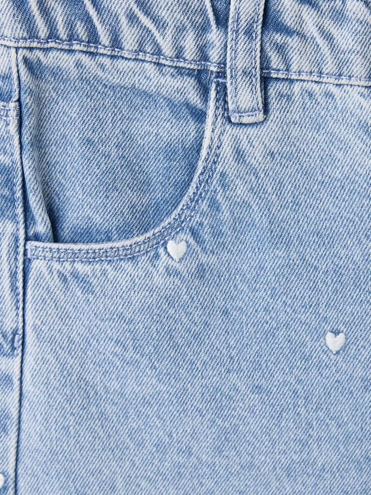 Mango Blue Heart Embroidered Wide-Leg Jeans - Image 5 of 5