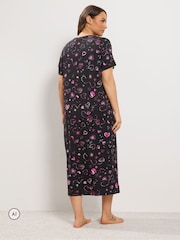 Yours Curve Blue Heart Soft Touch Placket Midaxi Nightdress - Image 2 of 6