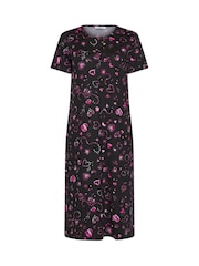 Yours Curve Blue Heart Soft Touch Placket Midaxi Nightdress - Image 5 of 6