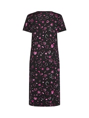 Yours Curve Blue Heart Soft Touch Placket Midaxi Nightdress - Image 6 of 6